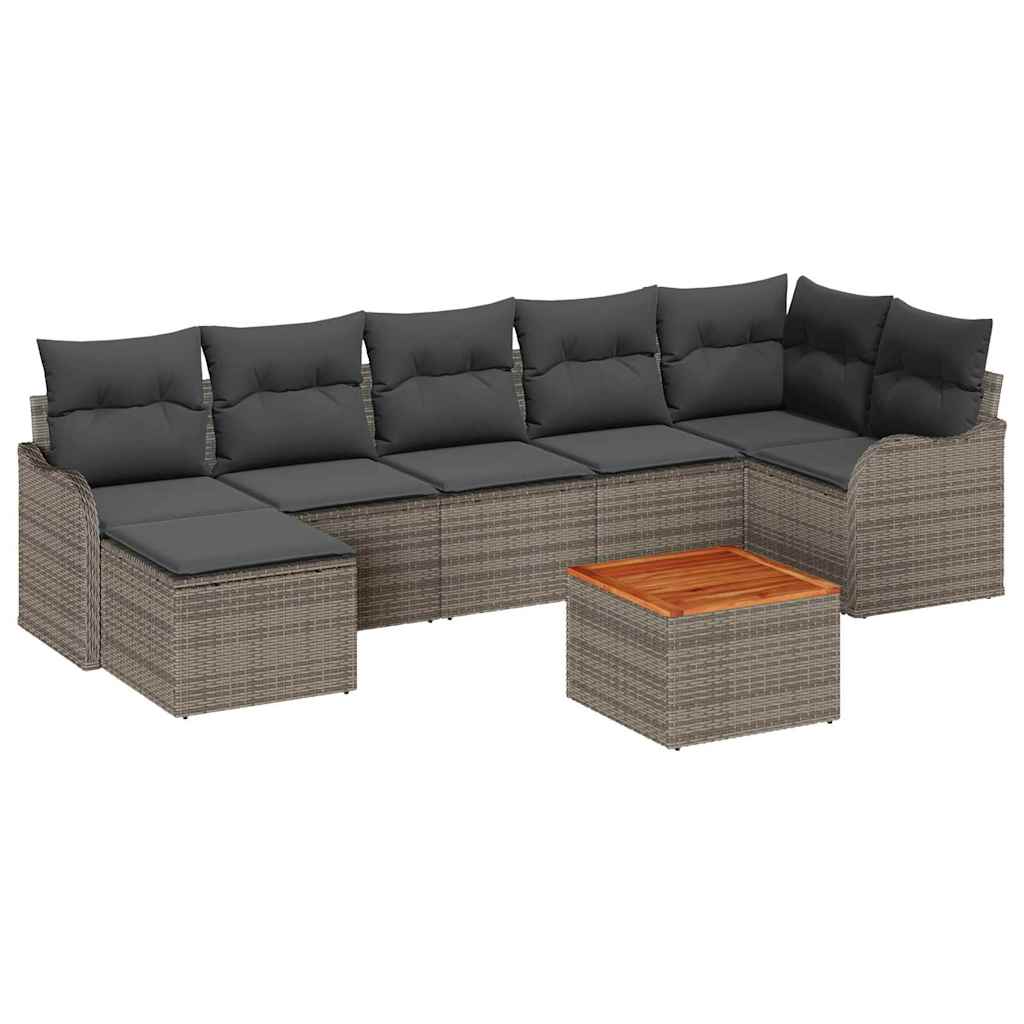 Gartensofa-set 8 stk. Grau Poly-Rattan