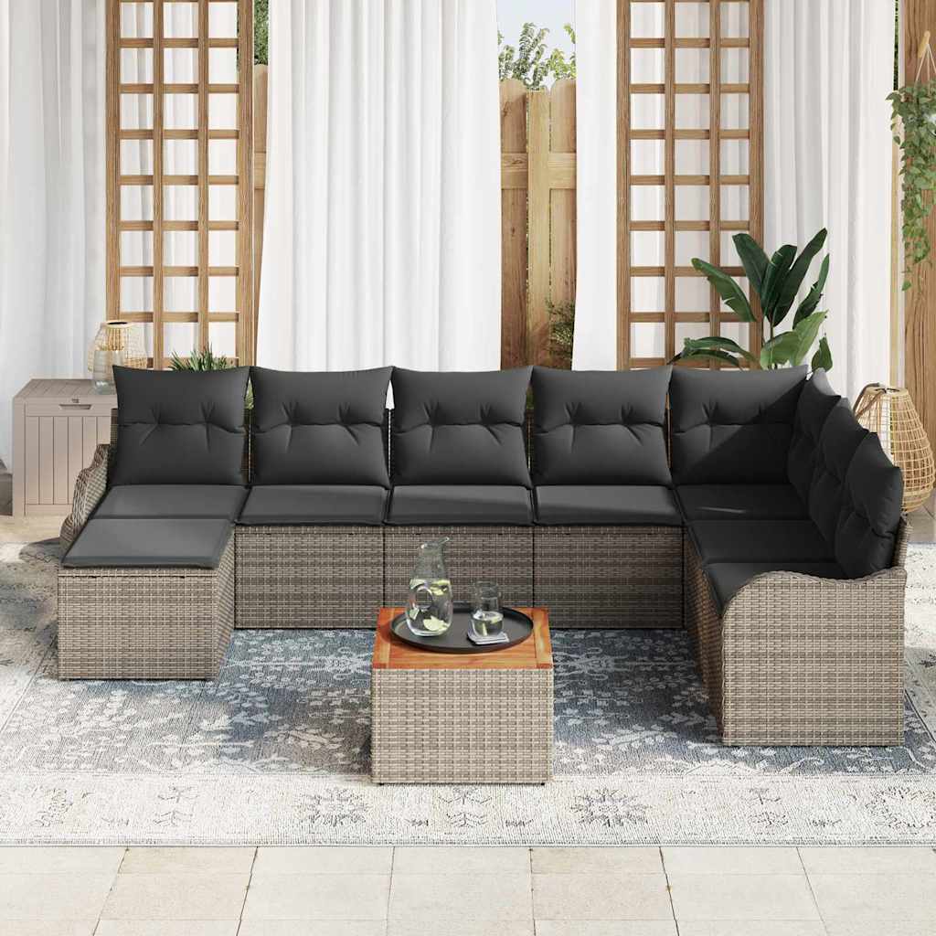 Gartensofa-set 9 stk. Grau Poly-Rattan