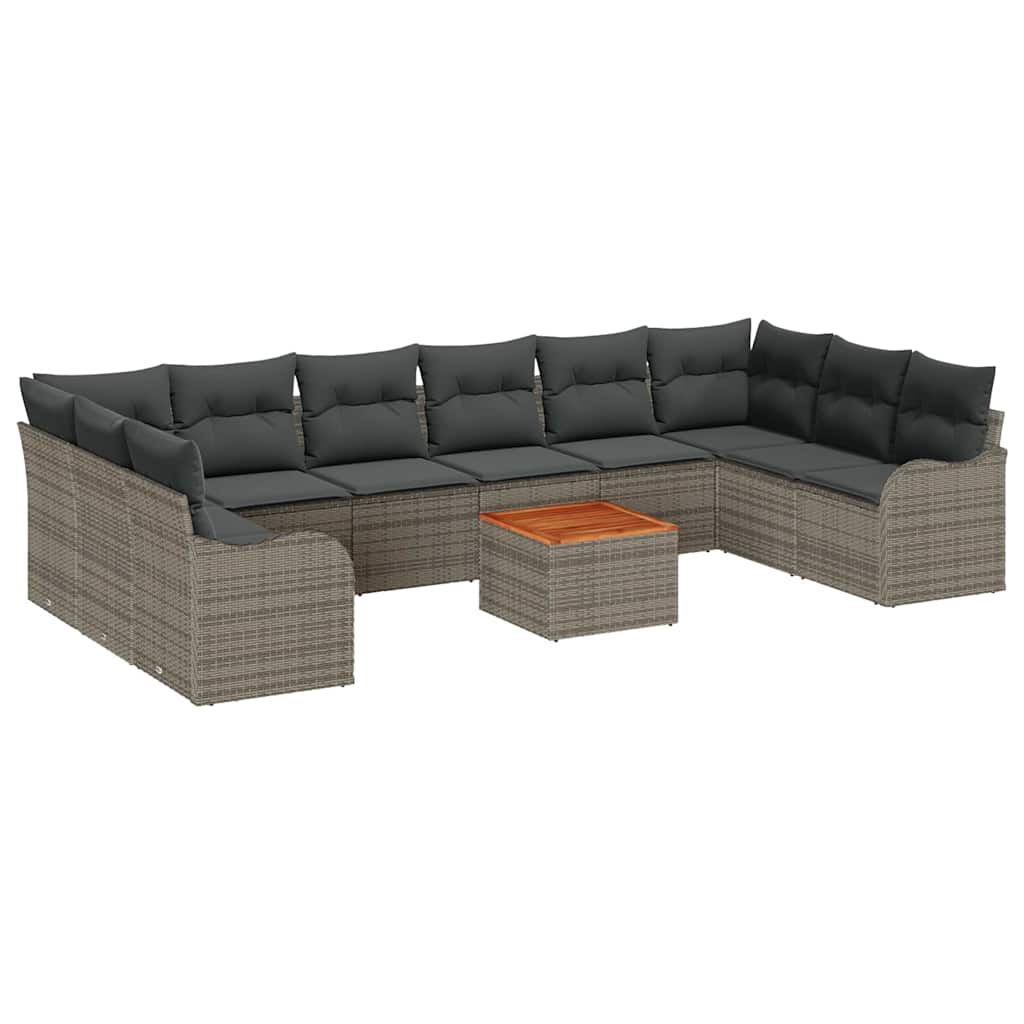 Gartensofa-set 10 stk. Grau Poly-Rattan