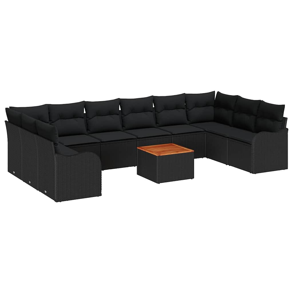 Gartensofa-set 10 Stk. Schwarz Poly-Rattan