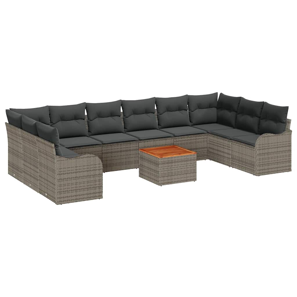 Gartensofa-set 11 Stk. Grau Poly-Rattan
