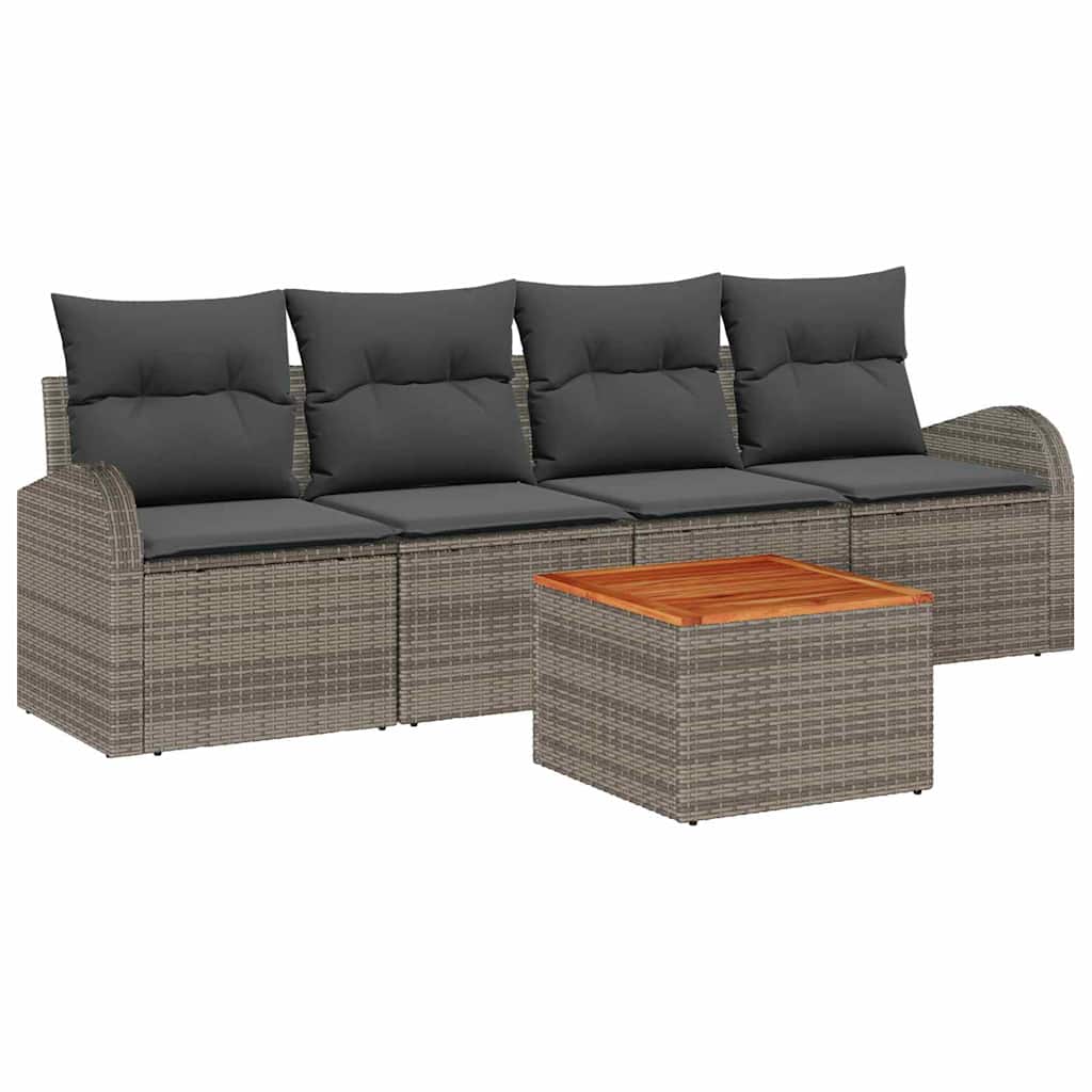 Gartensofa-set 5 stk. Grau Poly-Rattan