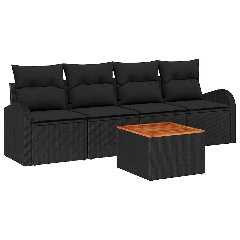 Gartensofa-set 5 Stk. Schwarz Poly-Rattan