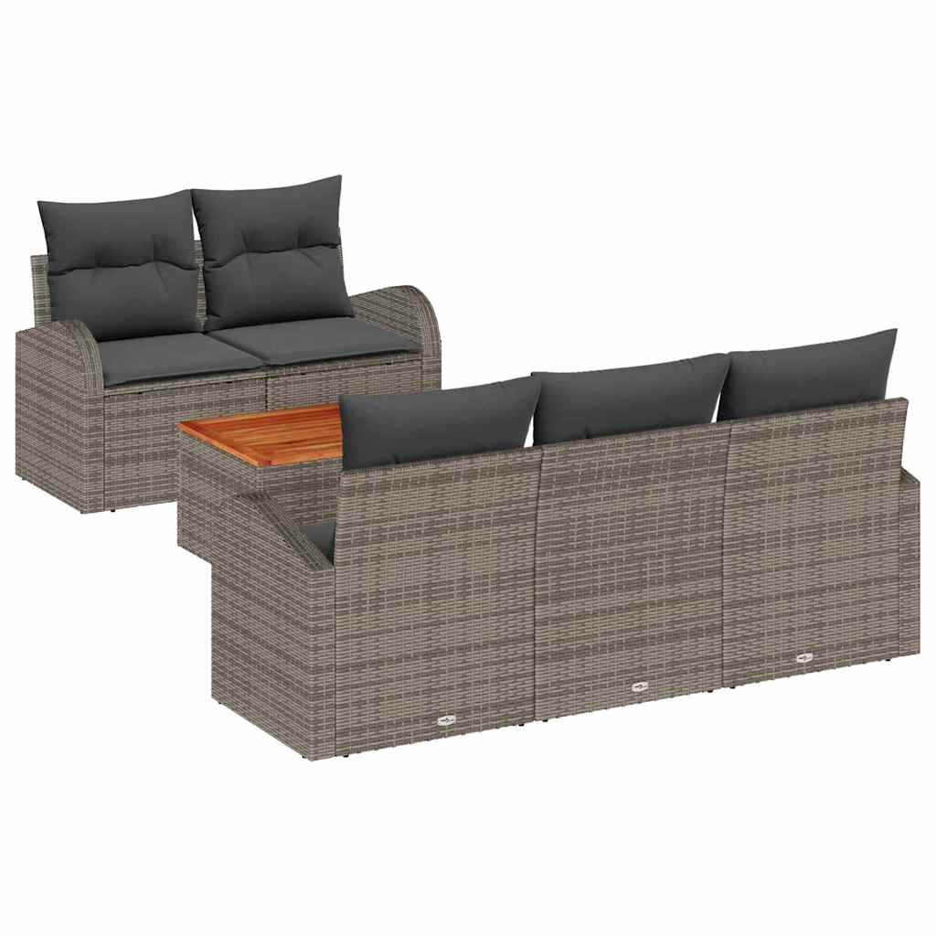 Gartensofa-set 6 stk. Grau Poly-Rattan