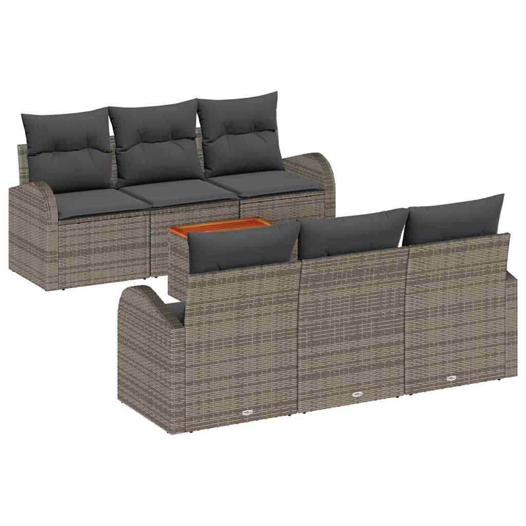Gartensofa-set 7 stk. Grau Poly-Rattan