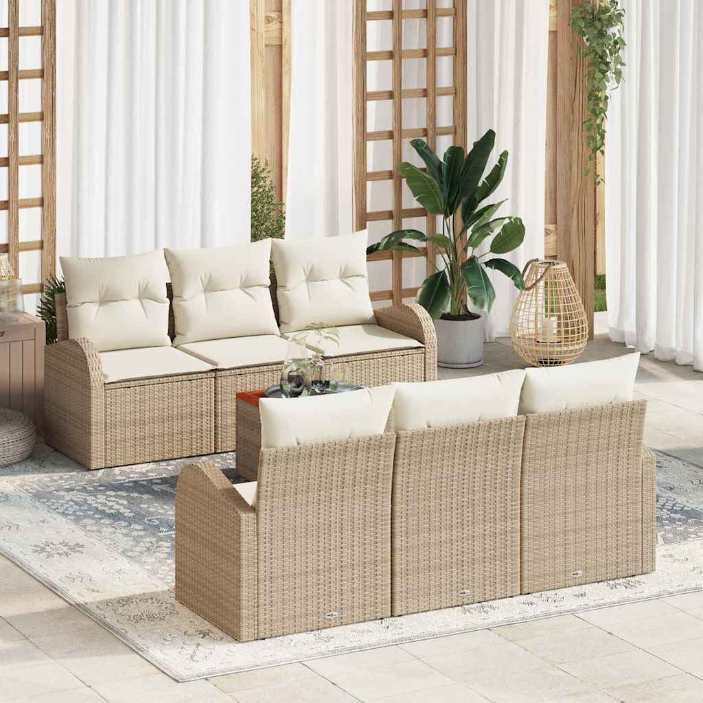Gartensofa-set 7 stk. Beige und Creme Poly-Rattan