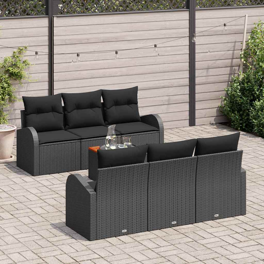 Gartensofa-set 7 Stk. Schwarz Poly-Rattan