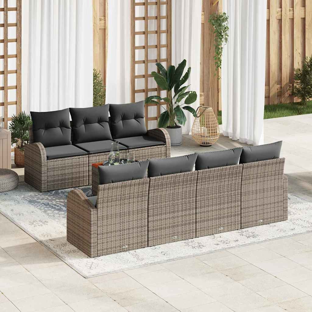 Gartensofa-set 8 stk. Grau Poly-Rattan