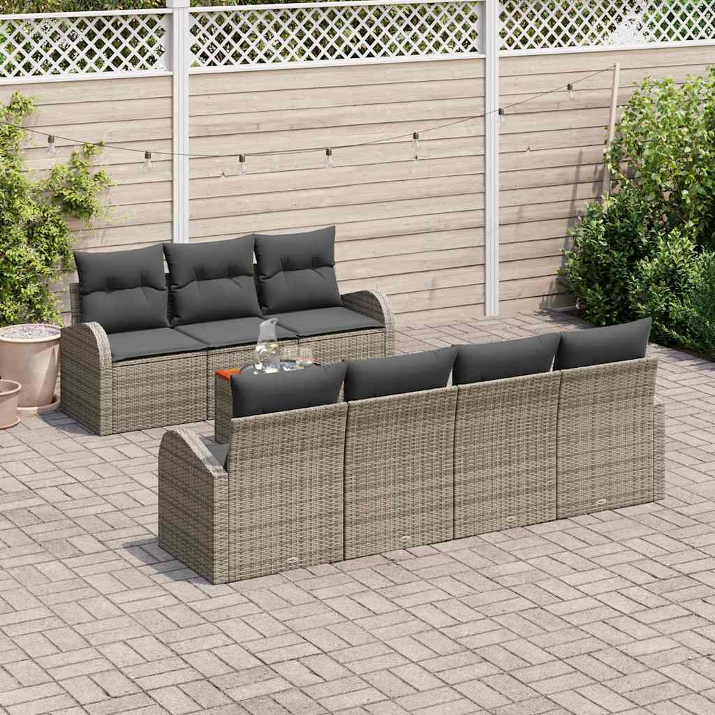 Gartensofa-set 8 stk. Grau Poly-Rattan