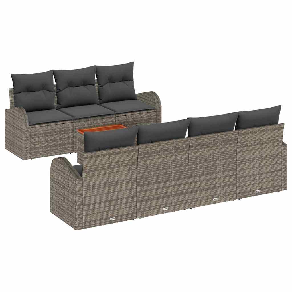 Gartensofa-set 8 stk. Grau Poly-Rattan