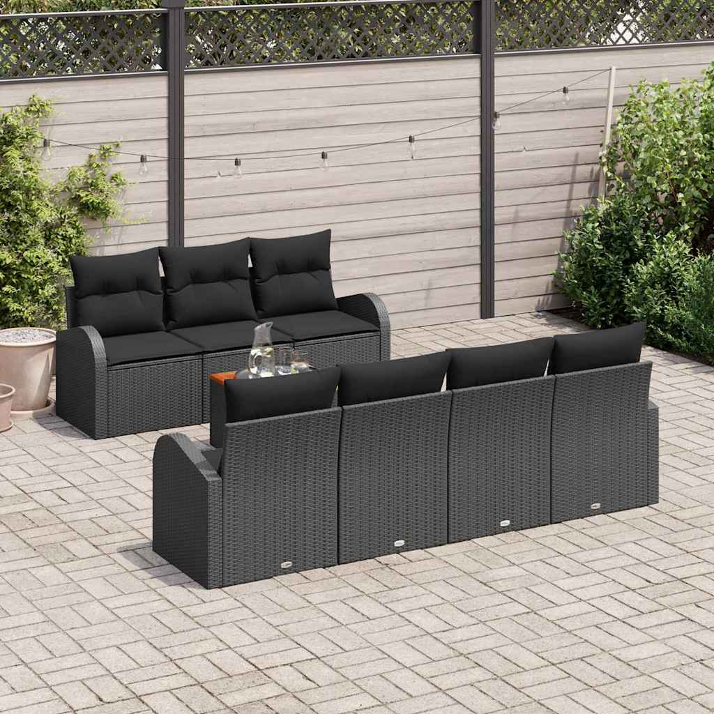 Gartensofa-set 8 Stk. Schwarz Poly-Rattan