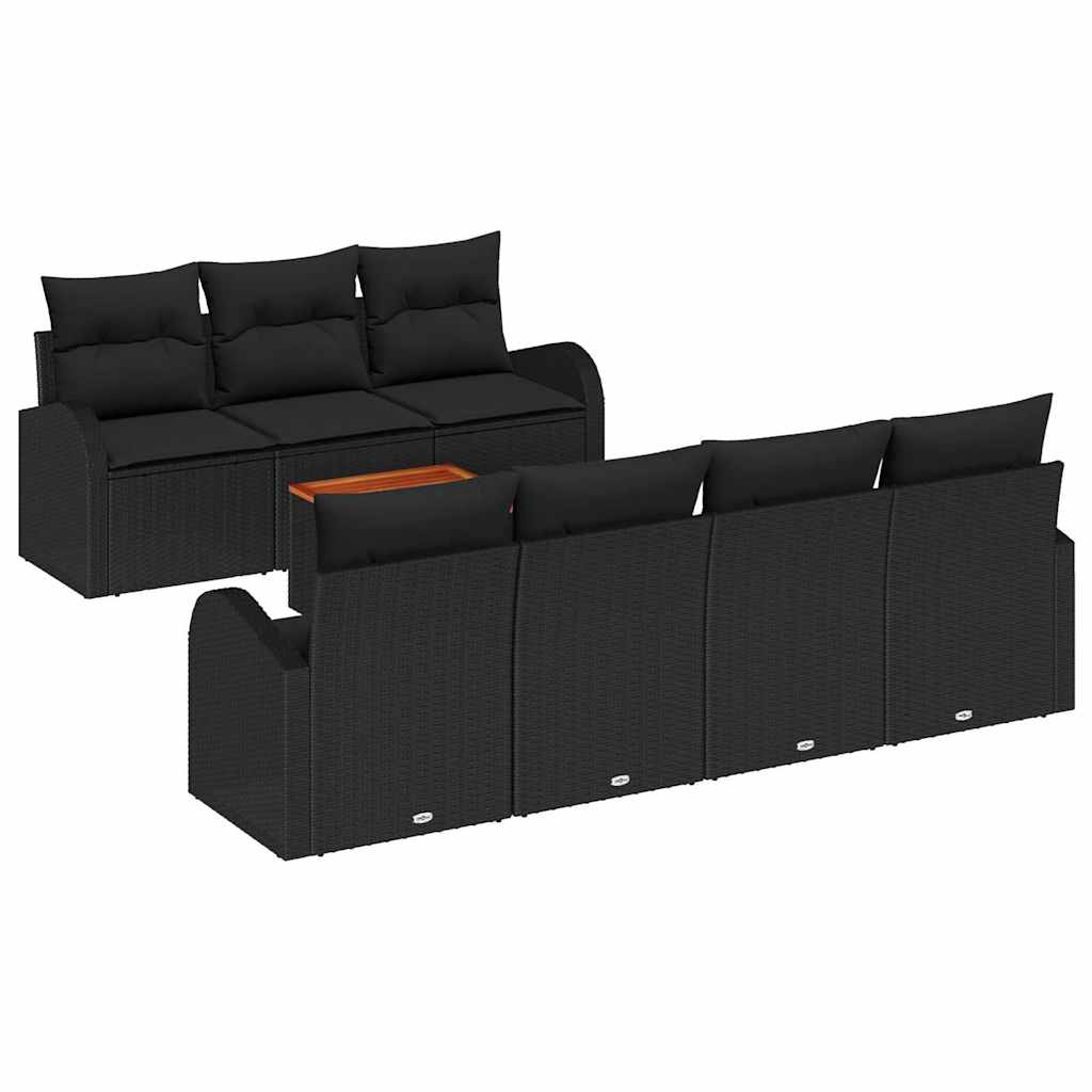 Gartensofa-set 8 Stk. Schwarz Poly-Rattan