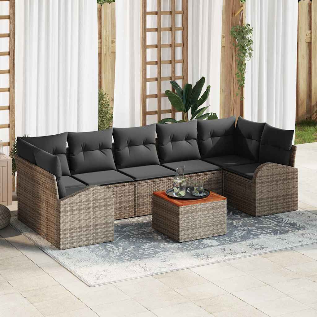 Gartensofa-set 8 stk. Grau Poly-Rattan