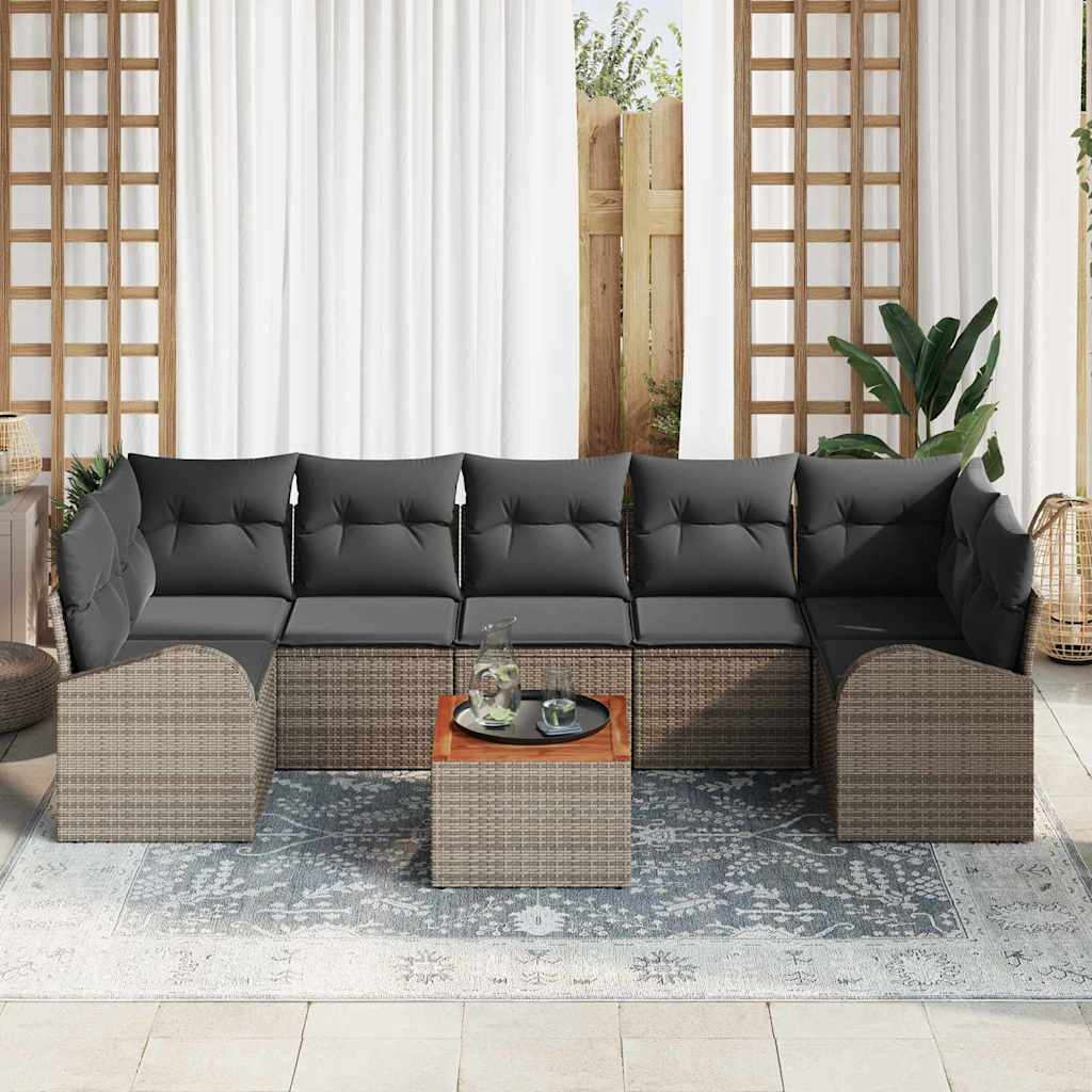 Gartensofa-set 8 stk. Grau Poly-Rattan