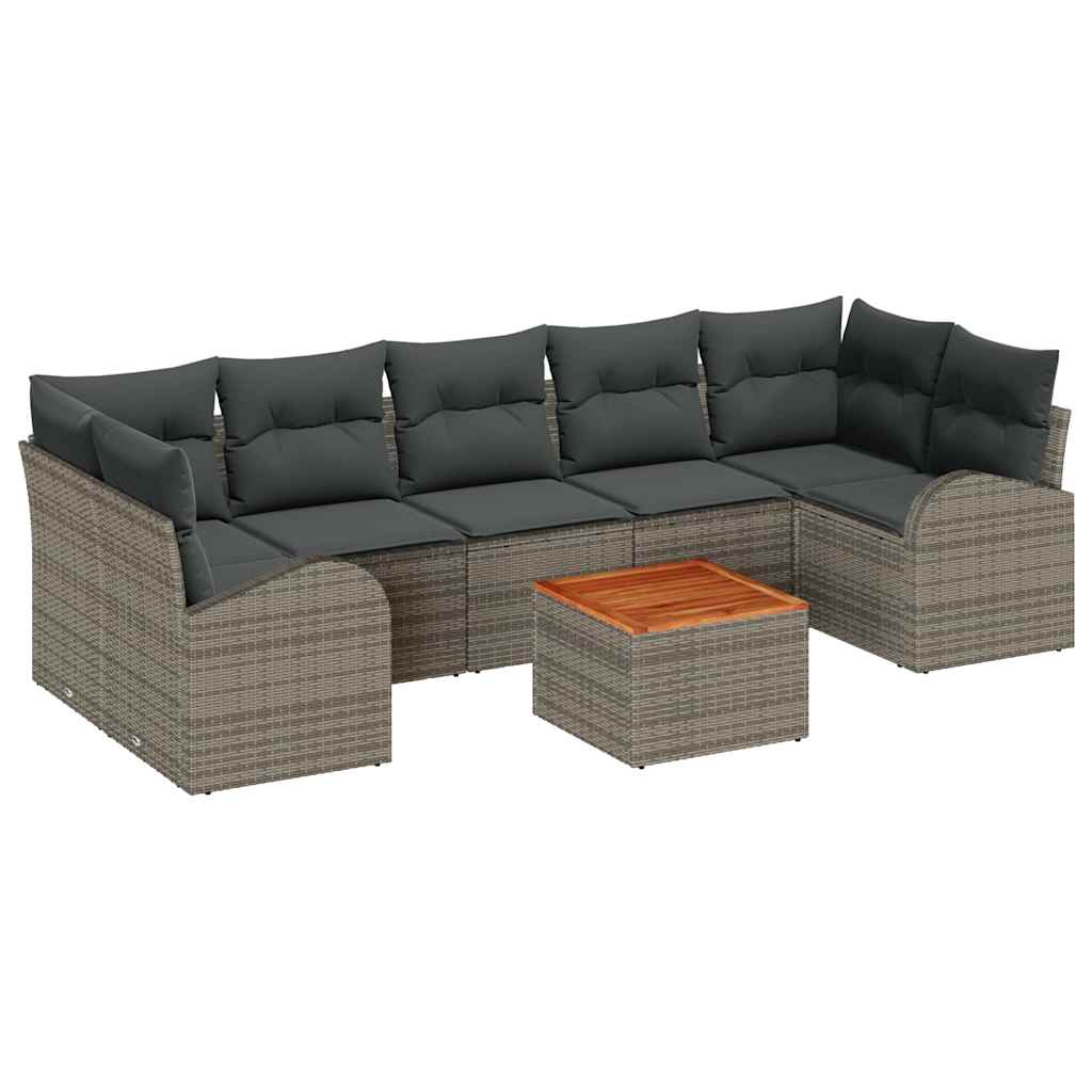 Gartensofa-set 8 stk. Grau Poly-Rattan