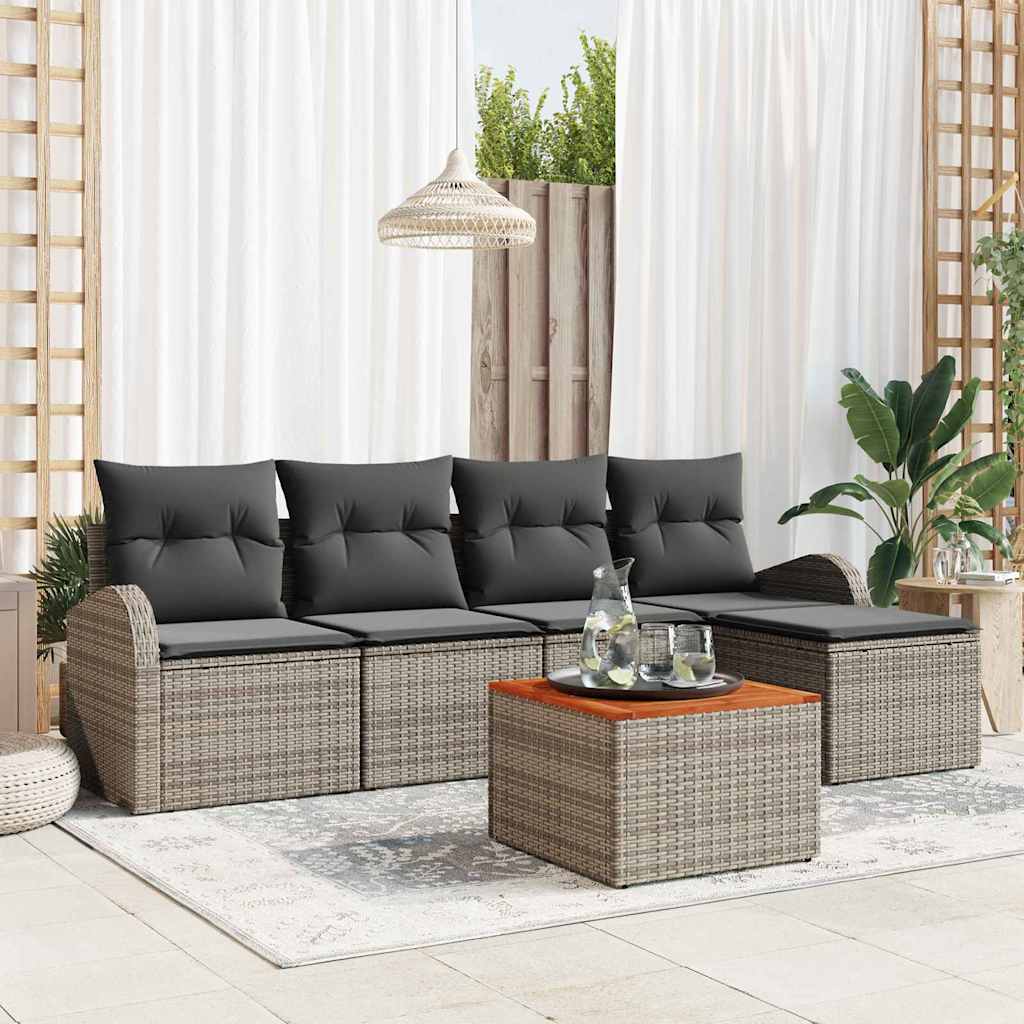 Gartensofa-set 6 stk. Grau Poly-Rattan