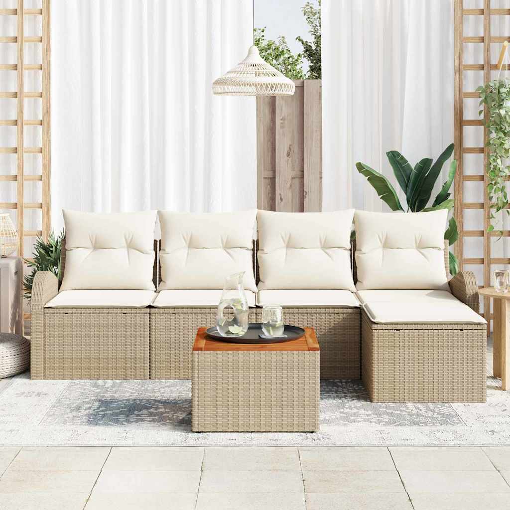 Gartensofa-set 6 stk. Beige und Creme Poly-Rattan