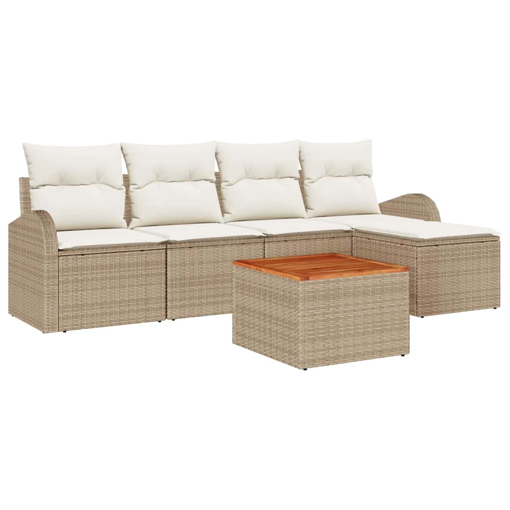 Gartensofa-set 6 stk. Beige und Creme Poly-Rattan
