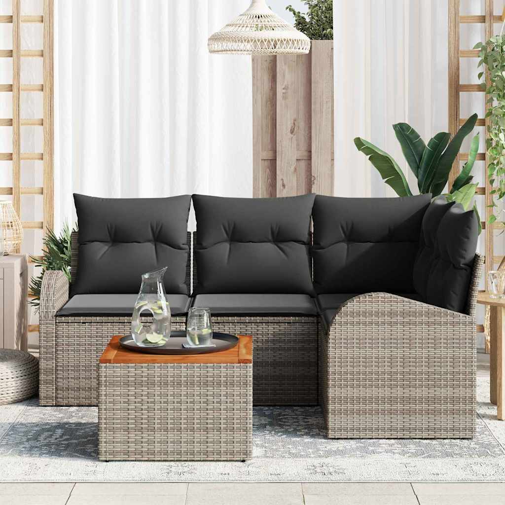 Gartensofa-set 5 stk. Grau Poly-Rattan
