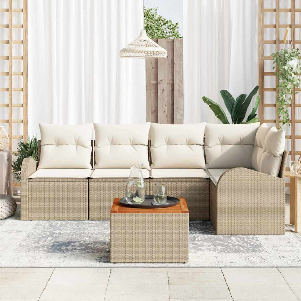 Gartensofa-set 6 stk. Beige und Creme Poly-Rattan