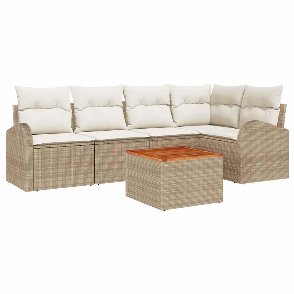 Gartensofa-set 6 stk. Beige und Creme Poly-Rattan