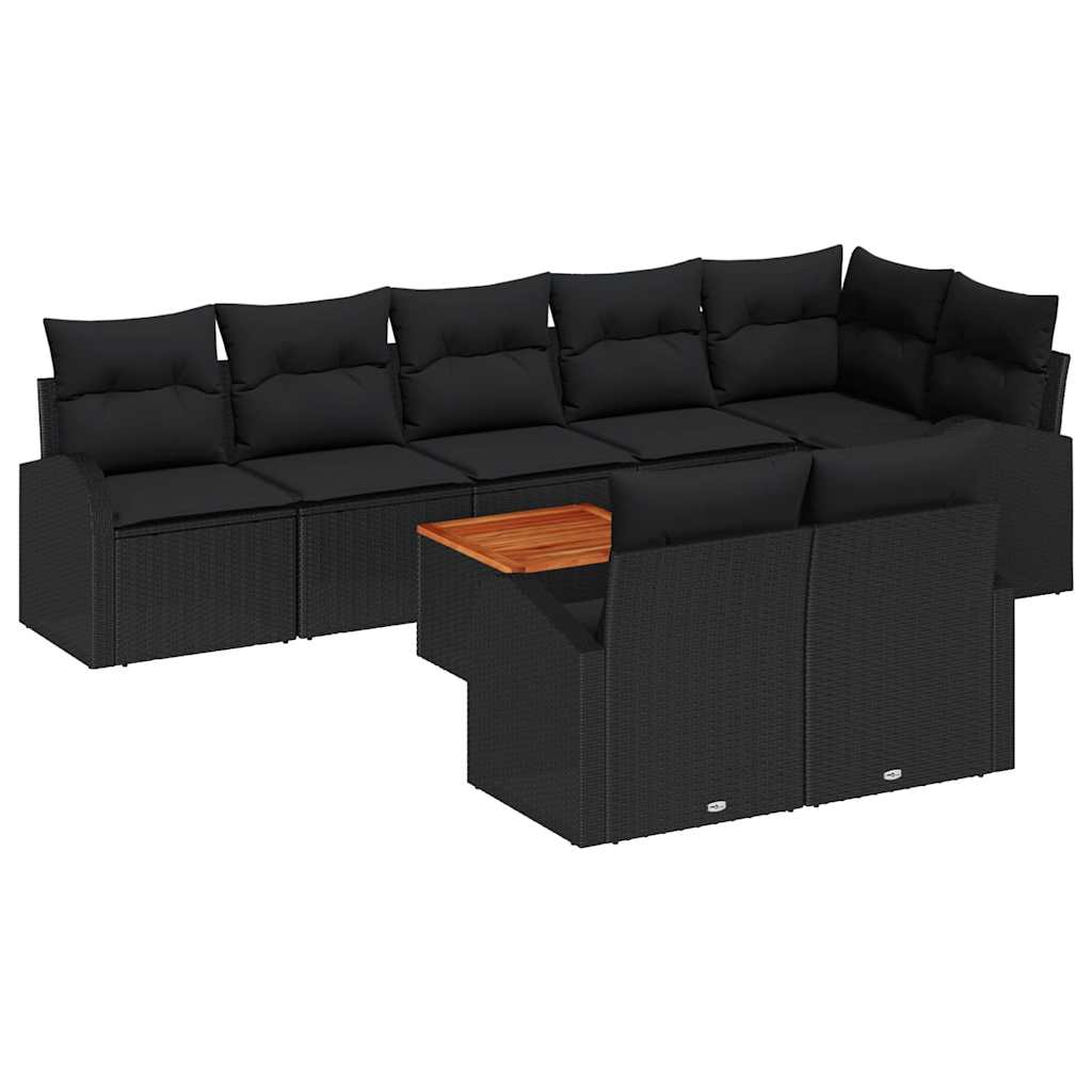 Gartensofa-set 9 Stk. Schwarz Poly-Rattan