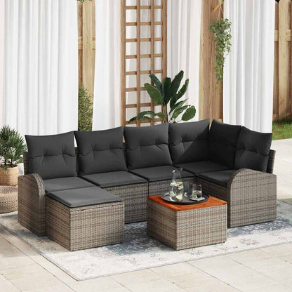 Gartensofa-set 7 stk. Grau Poly-Rattan