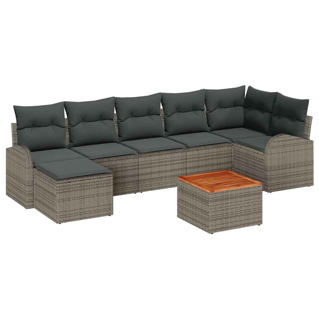 Gartensofa-set 8 Stk. Grau Poly-Rattan