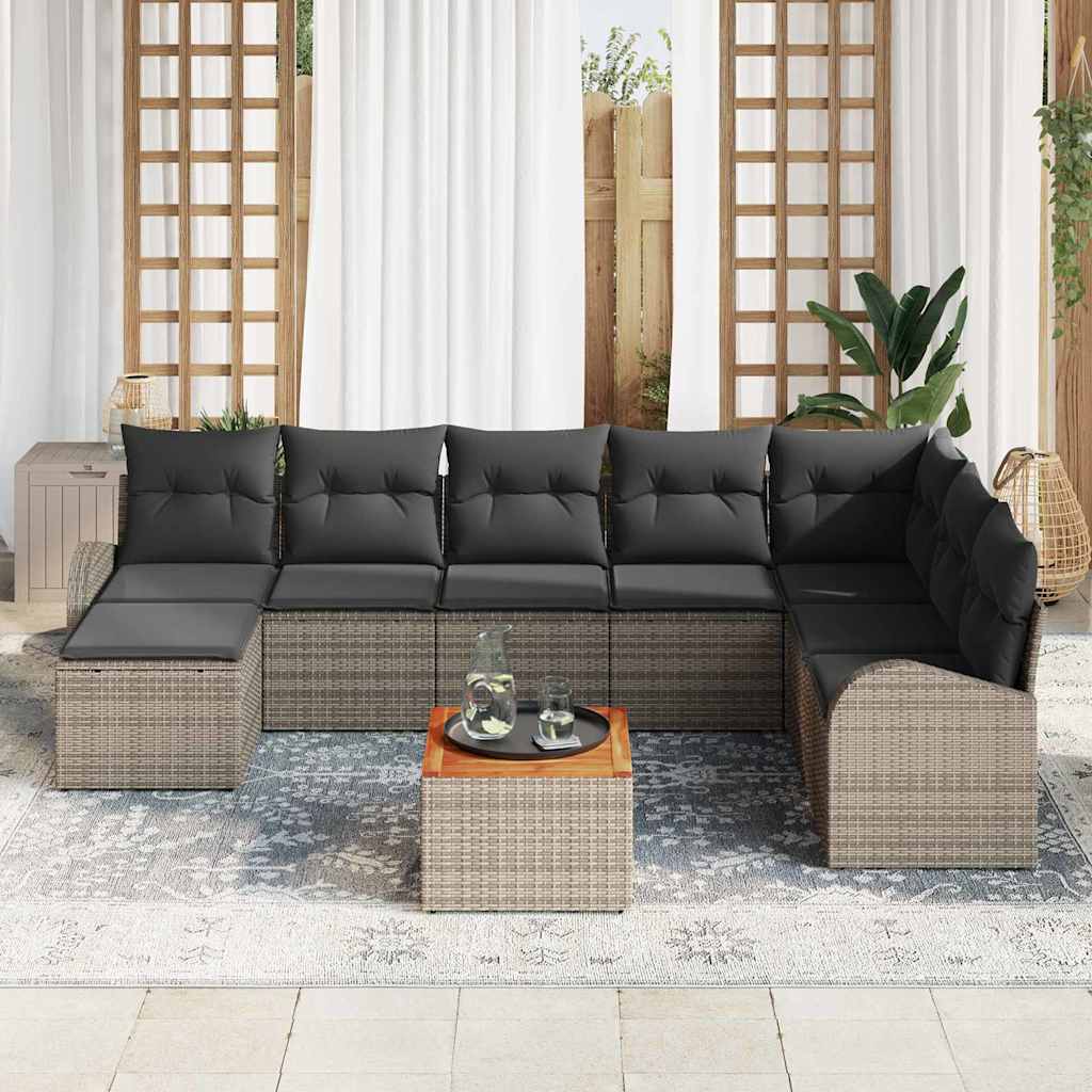 Gartensofa-set 9 stk. Grau Poly-Rattan