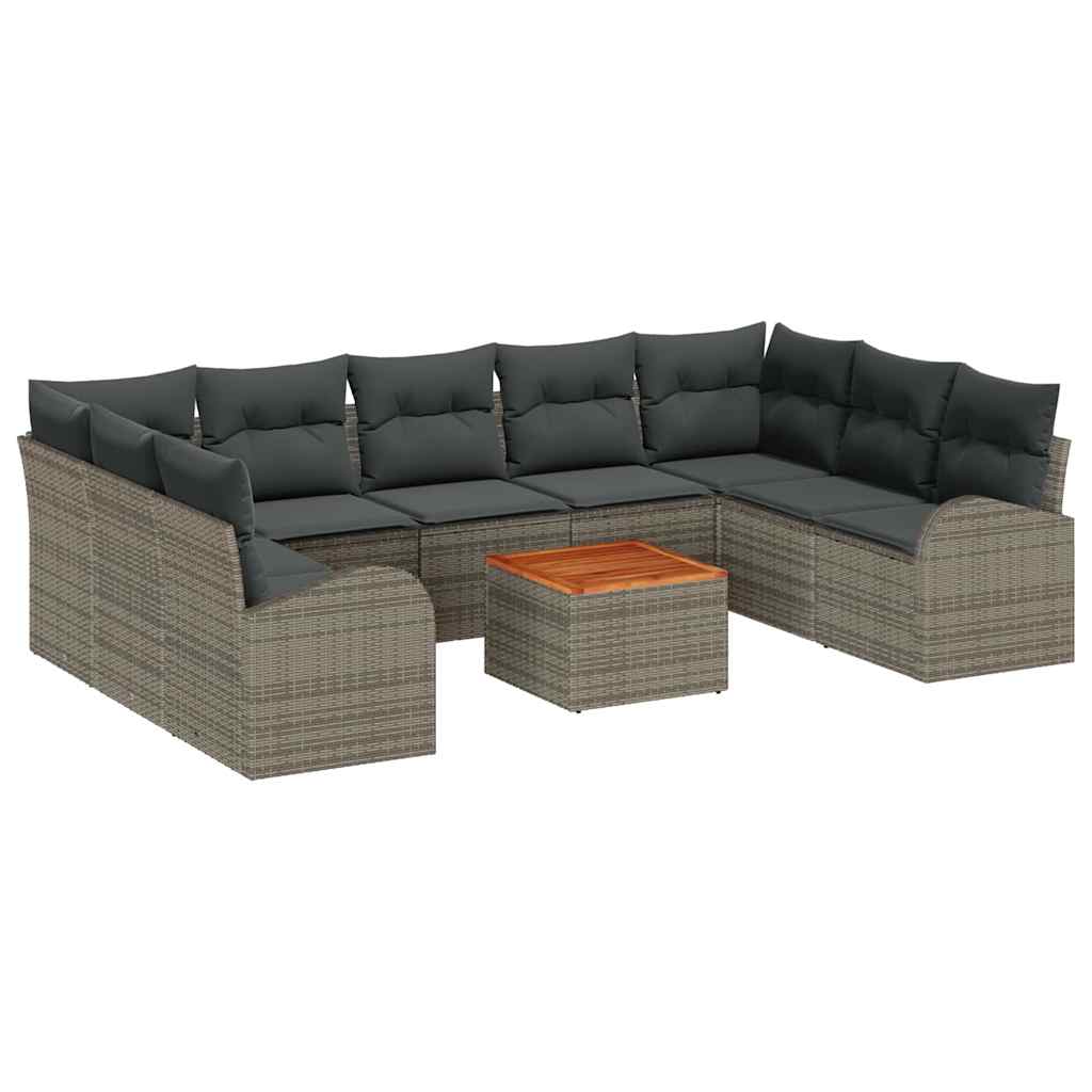 Gartensofa-set 10 stk. Grau Poly-Rattan