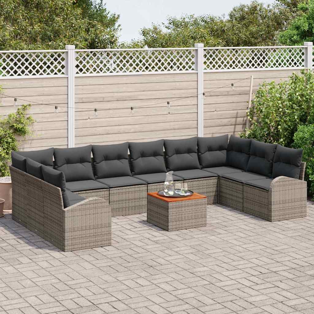 Gartensofa-set 11 stk. Grau Poly-Rattan