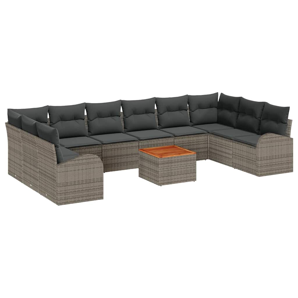Gartensofa-set 11 stk. Grau Poly-Rattan