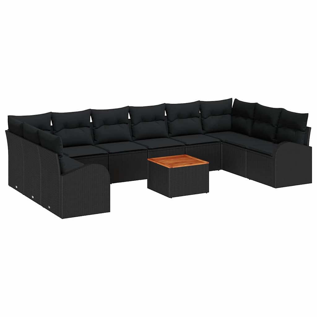 Gartensofa-set 11 stk. Schwarz Poly-Rattan