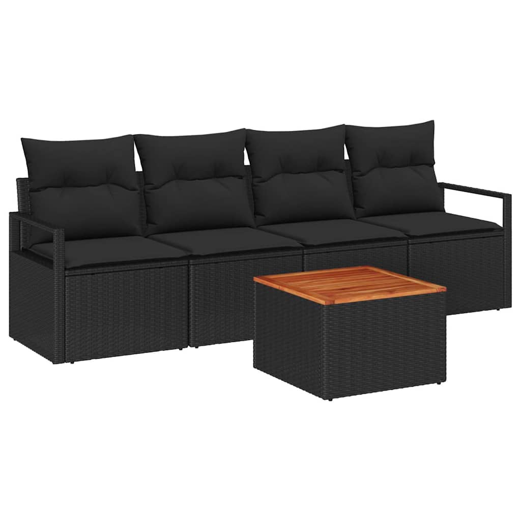 Gartensofa-set 5 stk. Schwarz Poly-Rattan