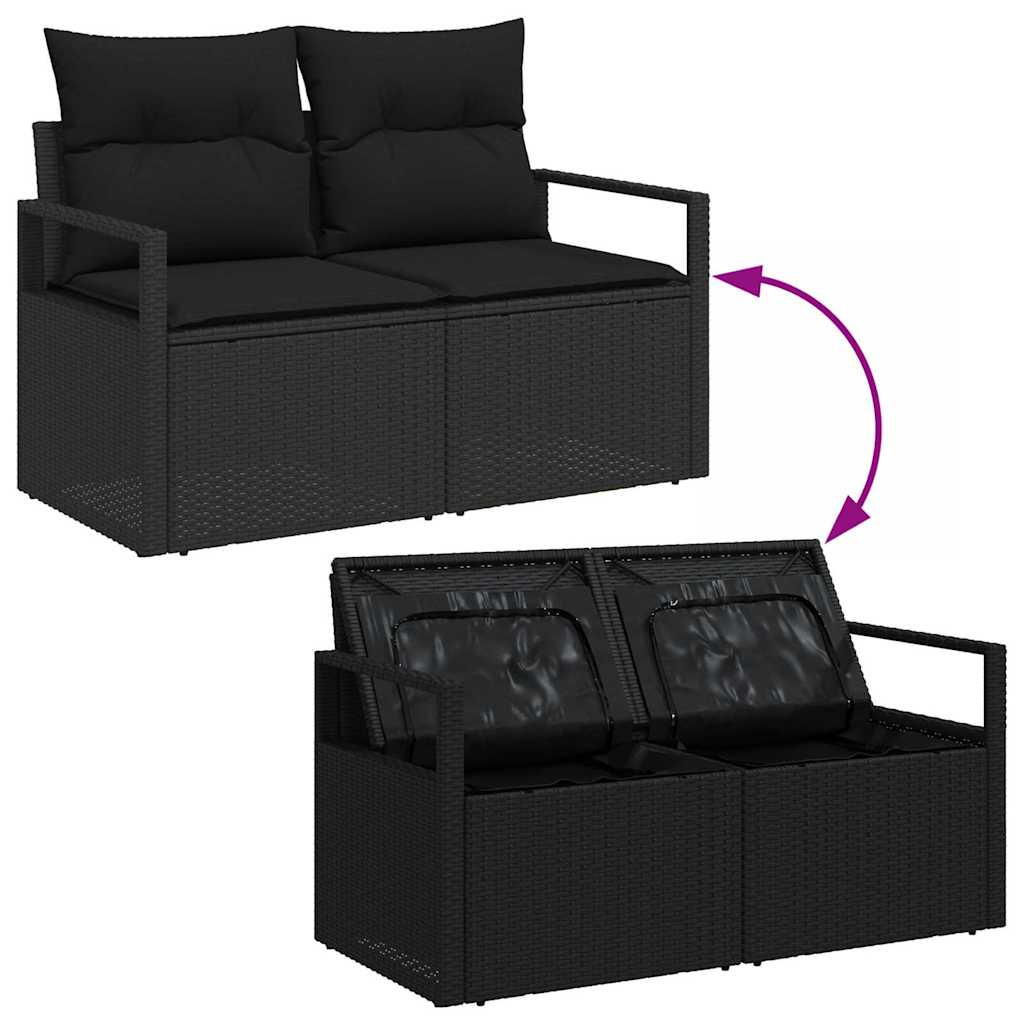Gartensofa-set 6 stk. Schwarz Poly-Rattan