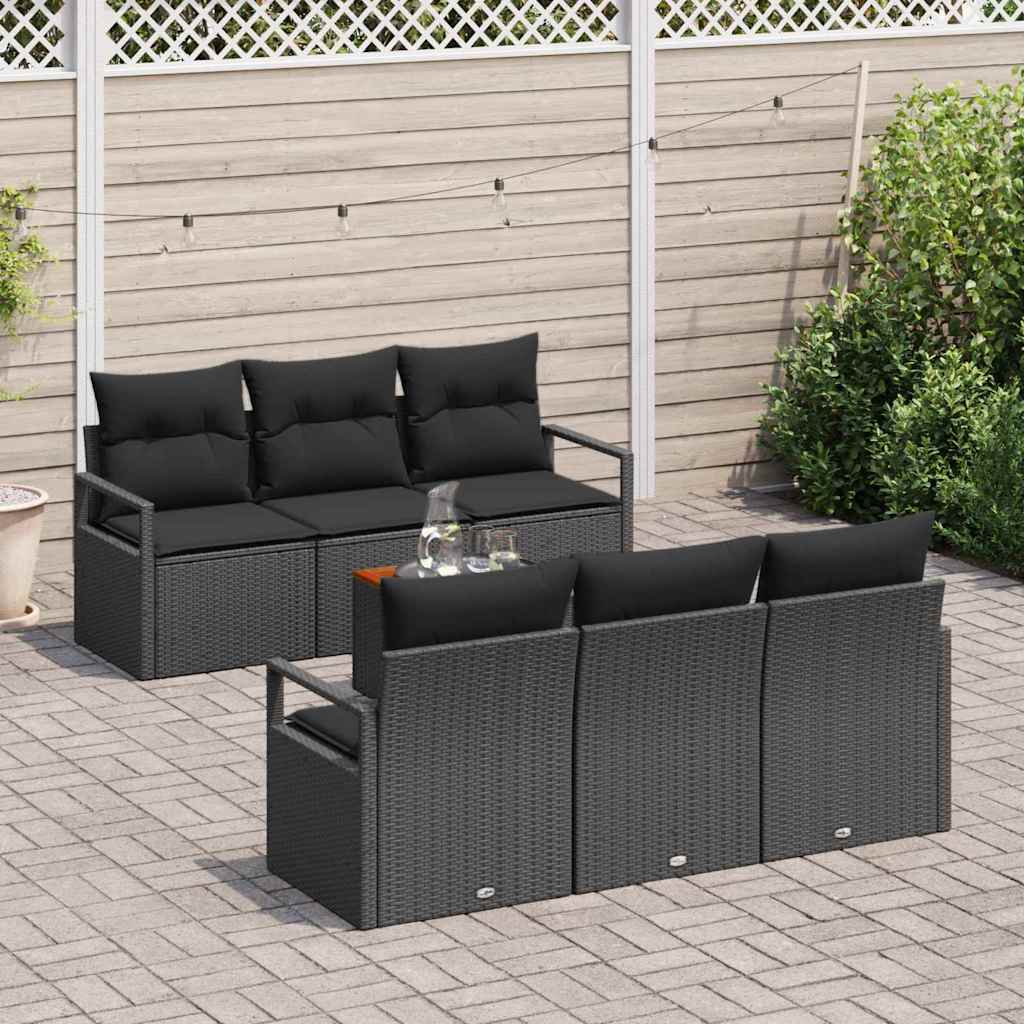 Gartensofa-set mit Speicher 7 pcs Schwarz Poly-Rattan
