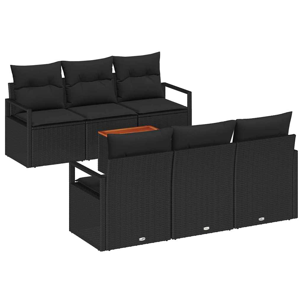 Gartensofa-set 7 Stk. Schwarz Poly-Rattan