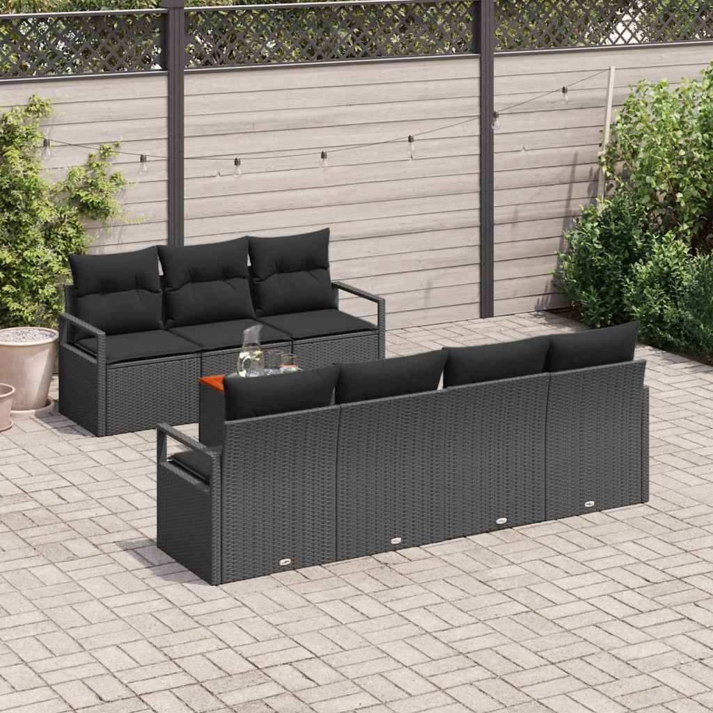 Gartensofa-set mit Speicher 8 pcs Schwarz Poly-Rattan