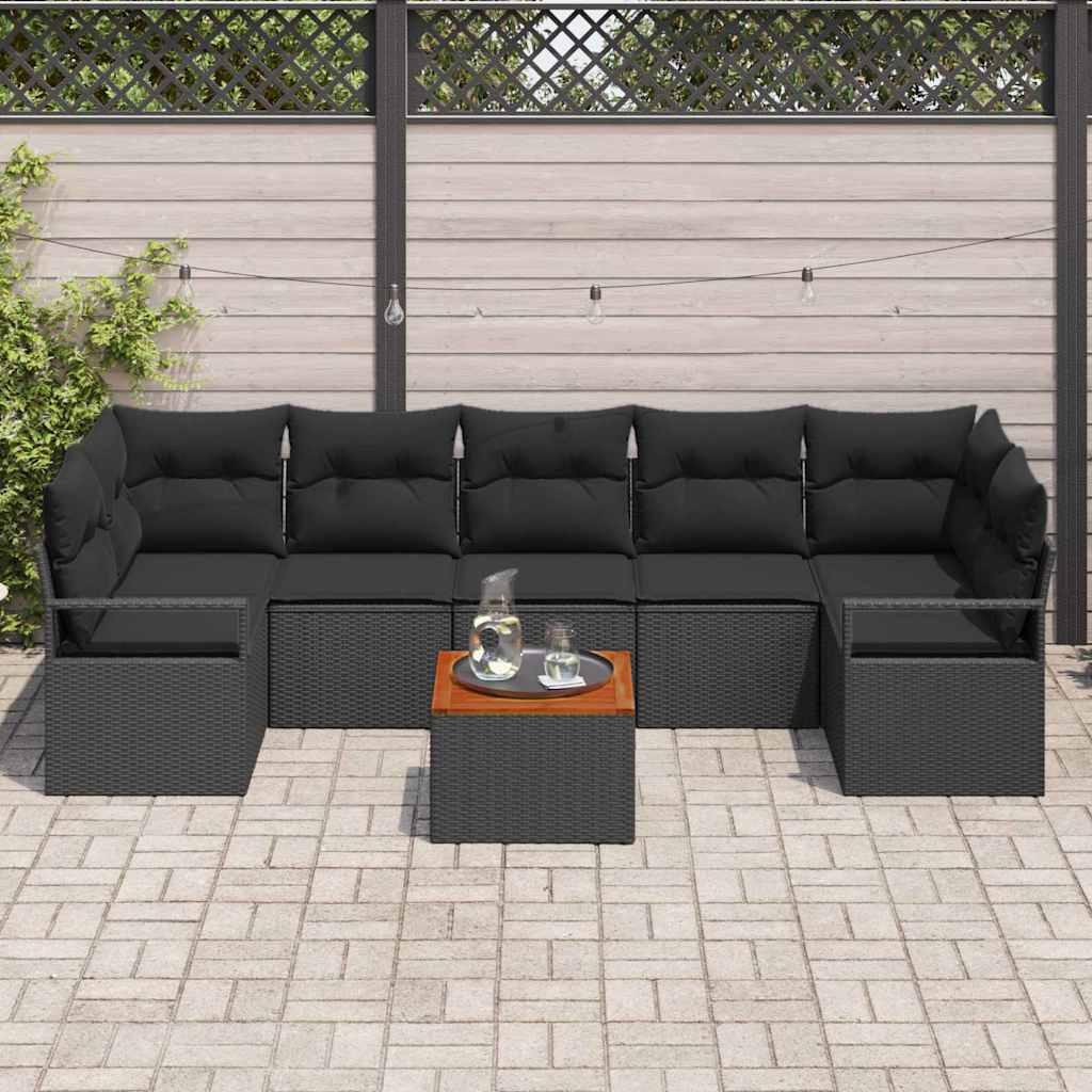 Gartensofa-set 8 Stk. Schwarz Poly-Rattan