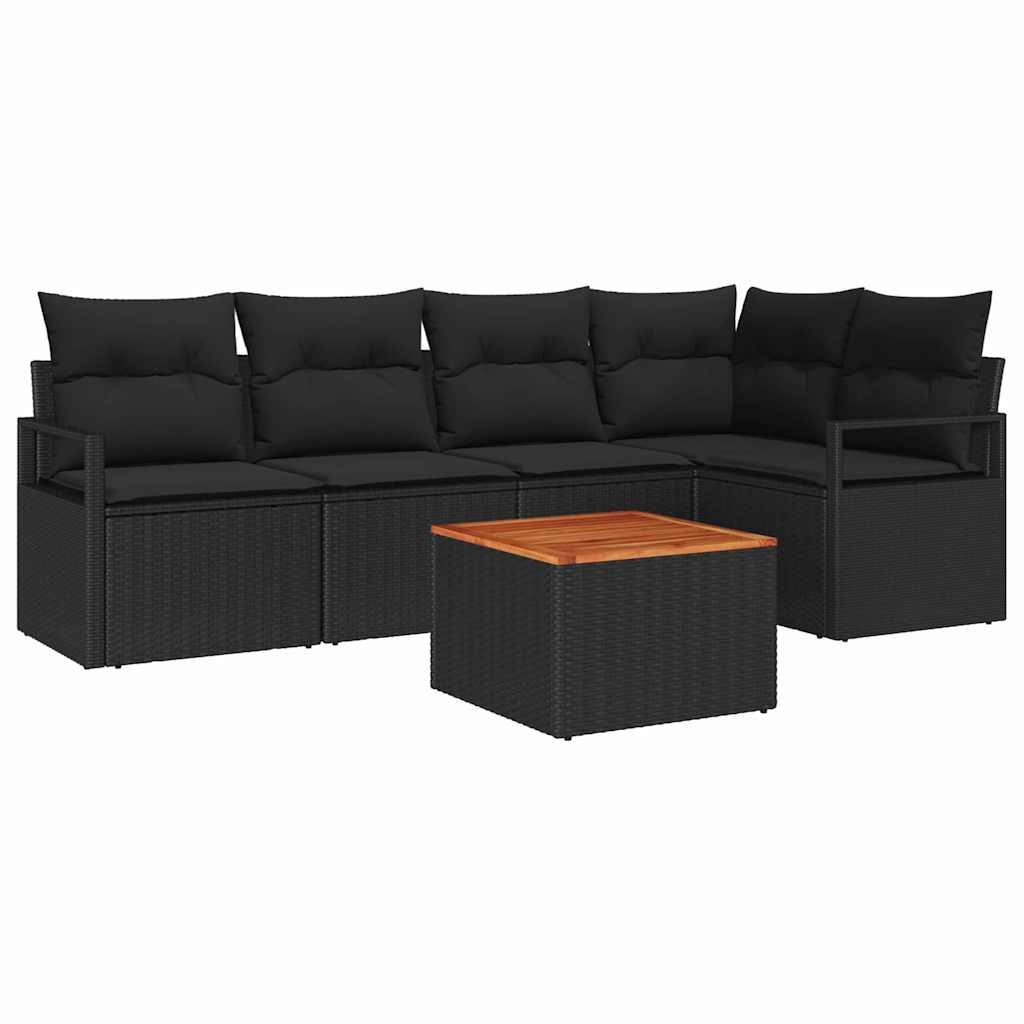 Gartensofa-set 6 Stk. Schwarz Poly-Rattan