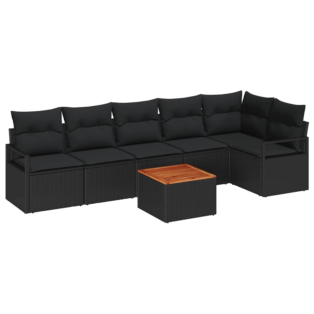 Gartensofa-set 7 stk. Schwarz Poly-Rattan