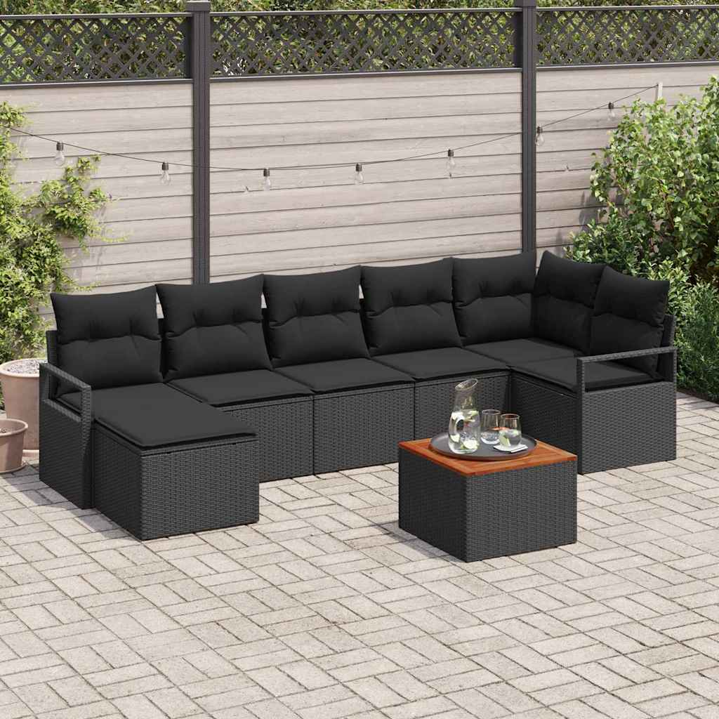 Gartensofa-set 8 stk. Schwarz Poly-Rattan