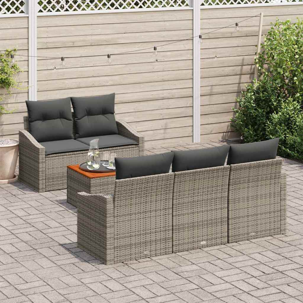 Gartensofa-set 6 stk. Grau Poly-Rattan