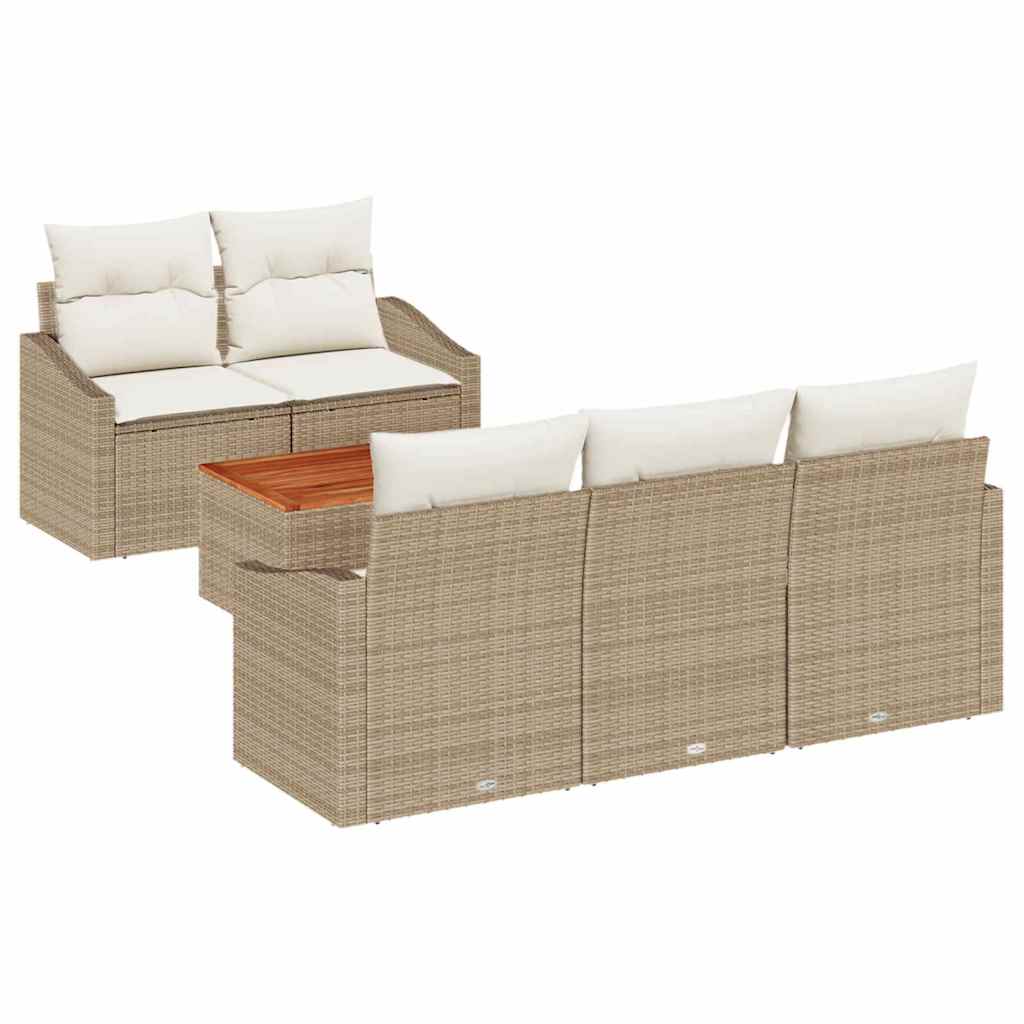 Gartensofa-set 6 stk. Beige und Creme Poly-Rattan