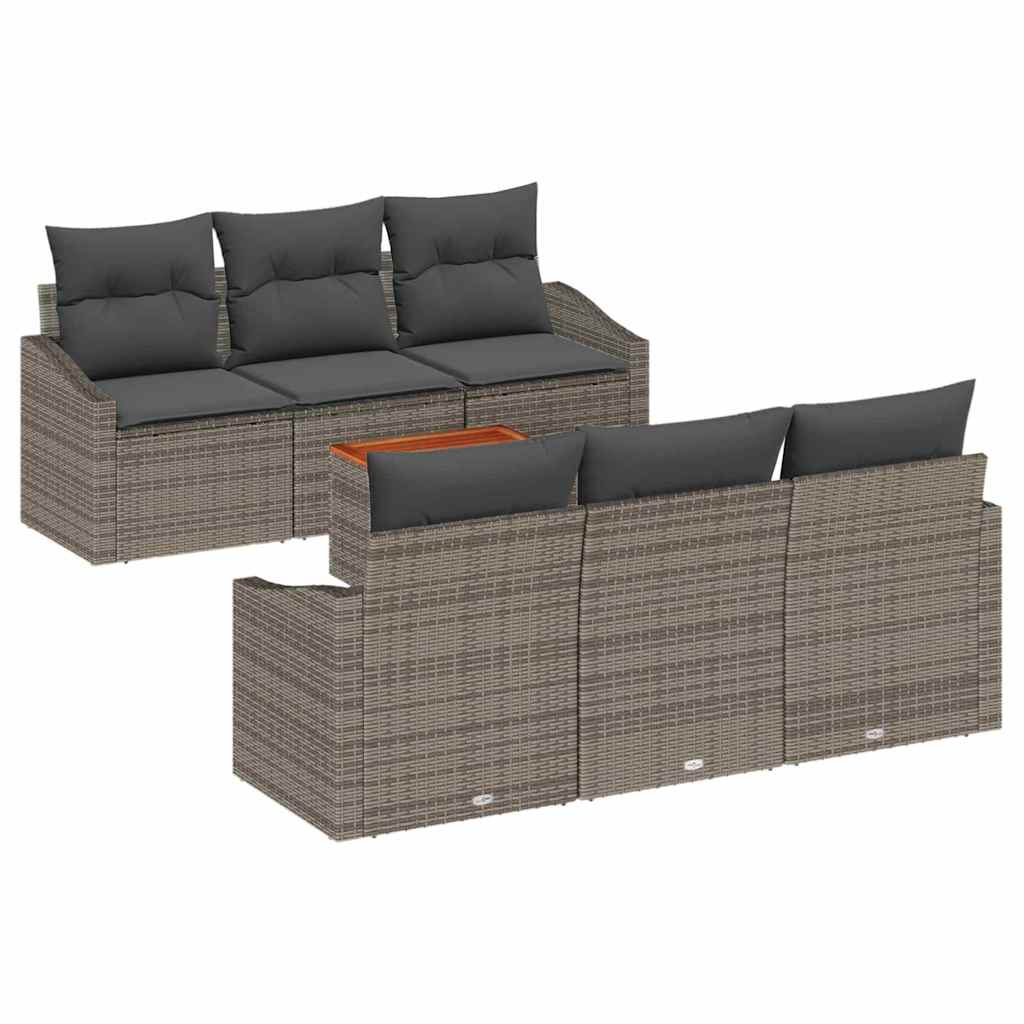 Gartensofa-set 7 Stk. Grau Poly-Rattan