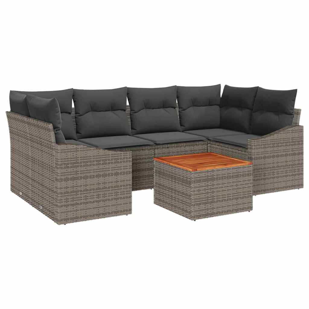 Gartensofa-set 7 stk. Grau Poly-Rattan