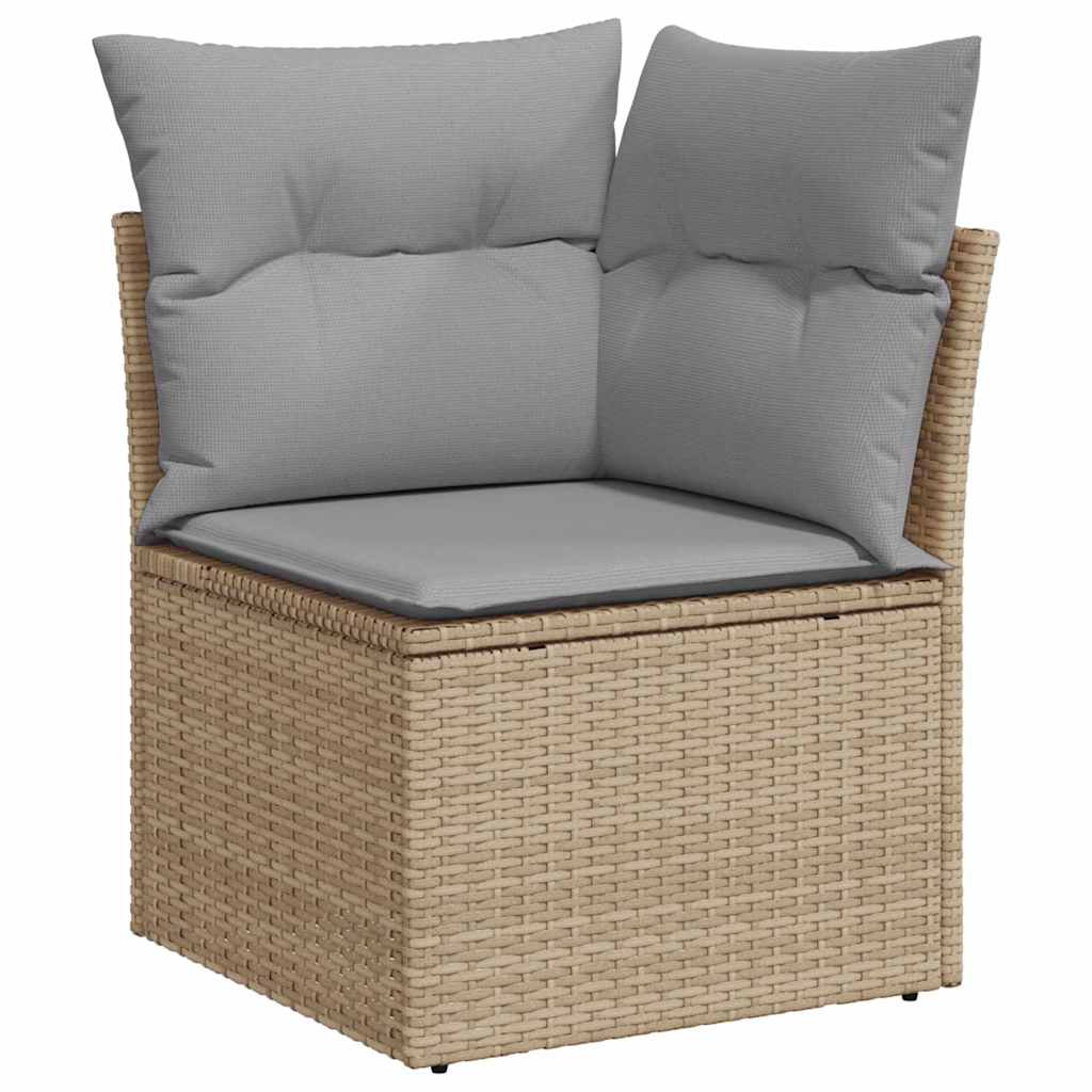 Gartensofa-set 7 stk. Beige und Hellgrau Poly-Rattan