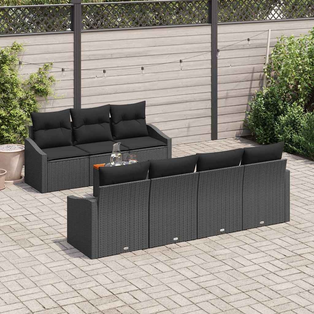 Gartensofa-set 8 Stk. Schwarz Poly-Rattan