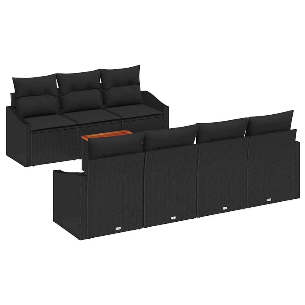 Gartensofa-set mit Speicher 8 pcs Schwarz Poly-Rattan