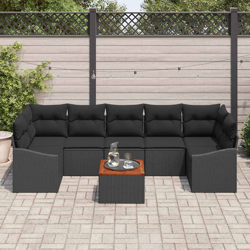 Gartensofa-set 8 stk. Schwarz Poly-Rattan